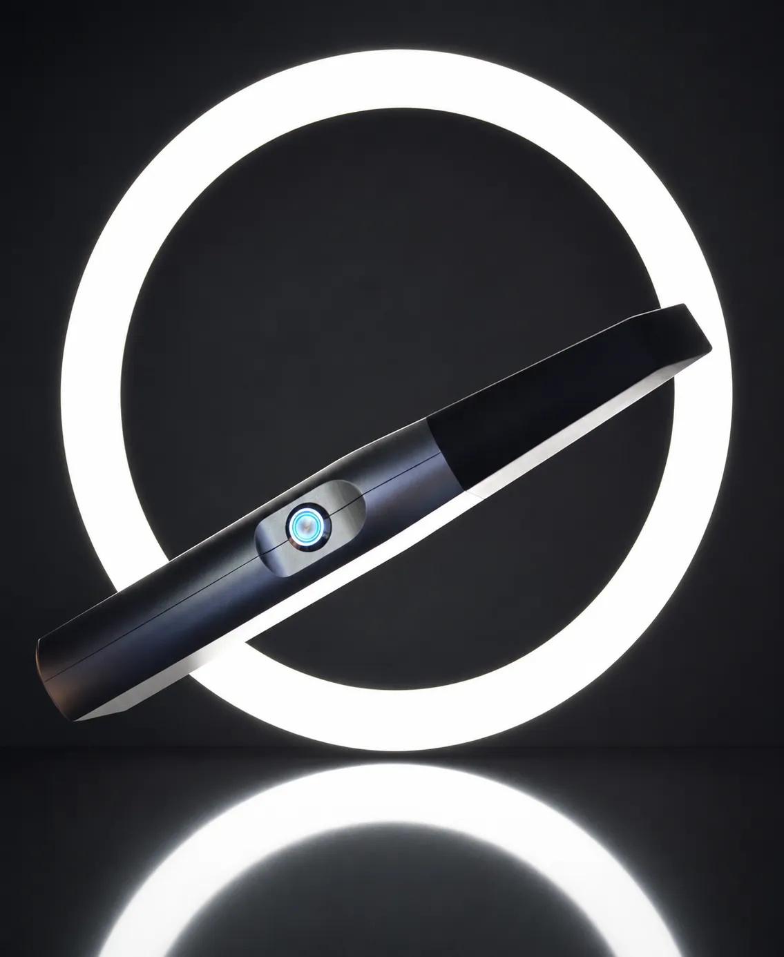 Escáner intraoral Clicksmile Vera frente a un aro de luz